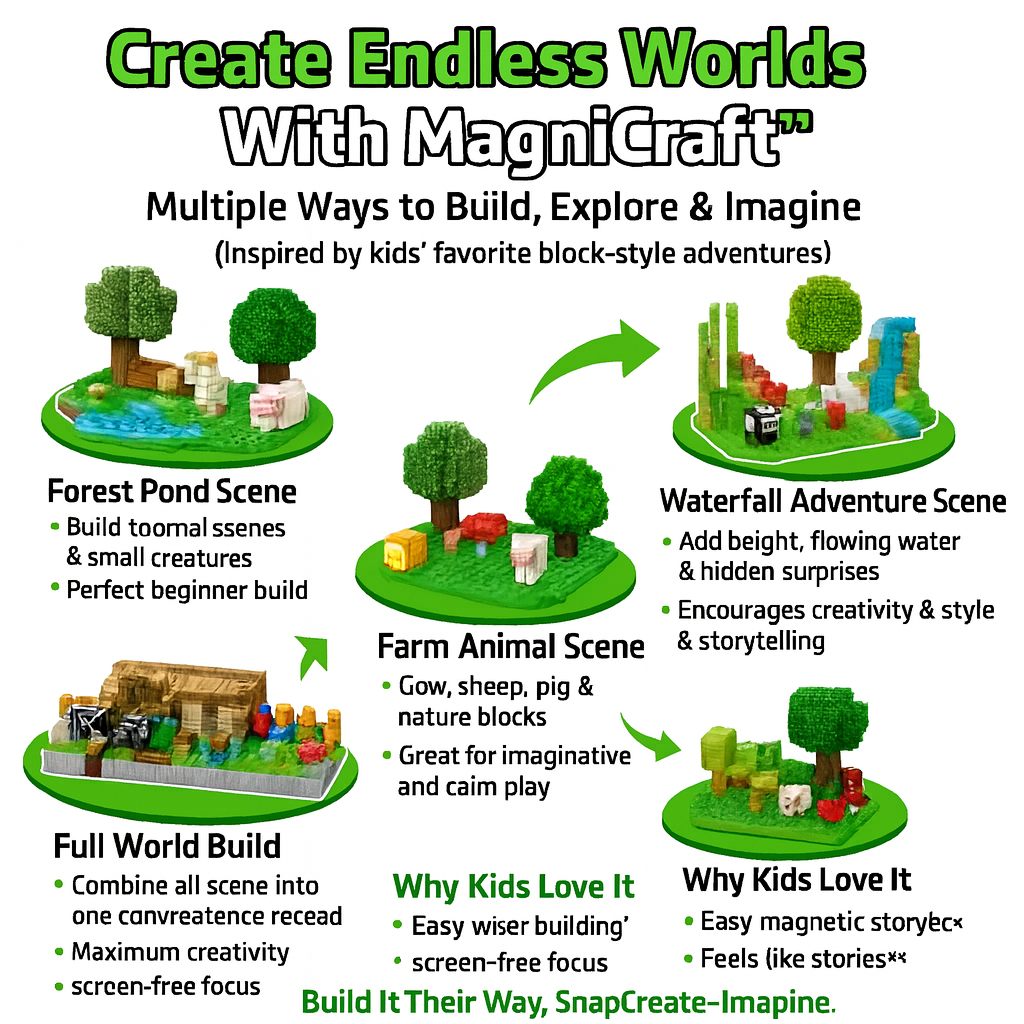 MagniCraft™ Magnetic Building Blocks – Snap, Build & Create Their World